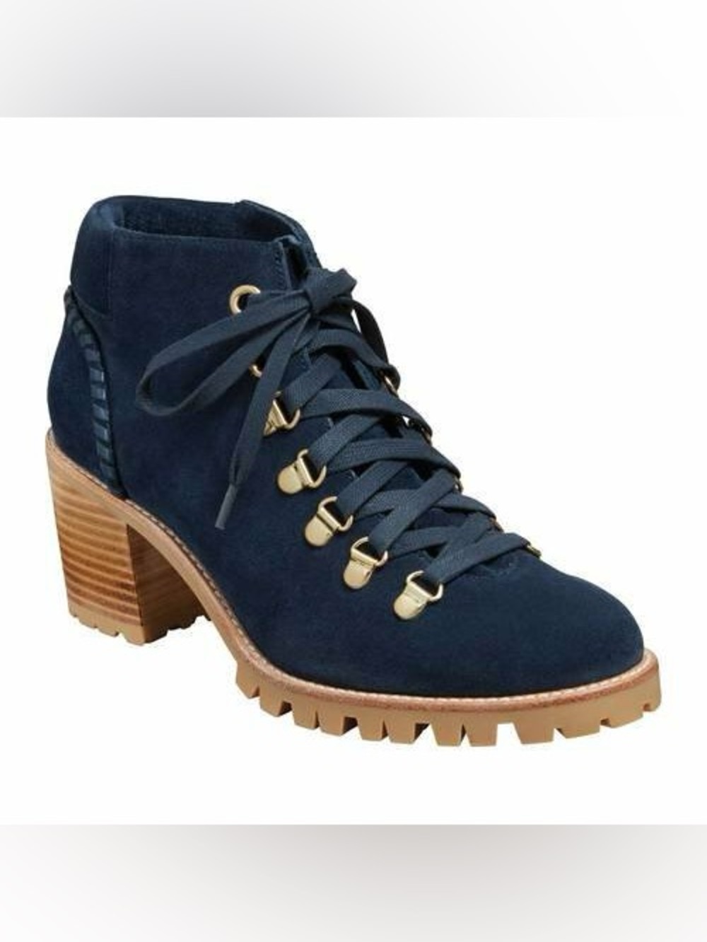 Jack Rogers Poppy Hiker Block Midnight Heel Navy Suede Leather Sz 6 BNWB
